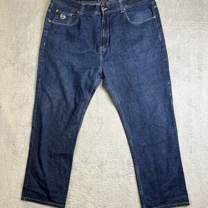 Phat Farm Jeans Mens Size 46 Dark Wash Blue Baggy Y2K Hip-Hop Wide Leg Denim